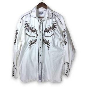 Vintage Panhandle Slim Retro Western Pearl Snap Button Up Shirt - Mens Sz Large